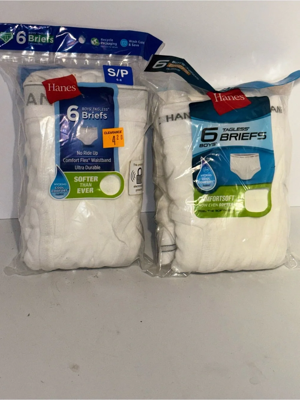 Hanes White Boys Tagless Briefs - 6 Pack (2 Packs)-Tagless Briefs